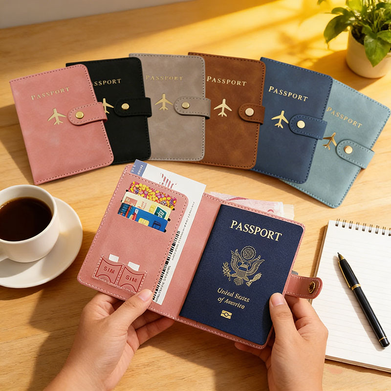 Travel Accessories Wallet - Leder-Reisepasshülle für Reiseutensilien Kreditkartenetui Reisepass-Buch für